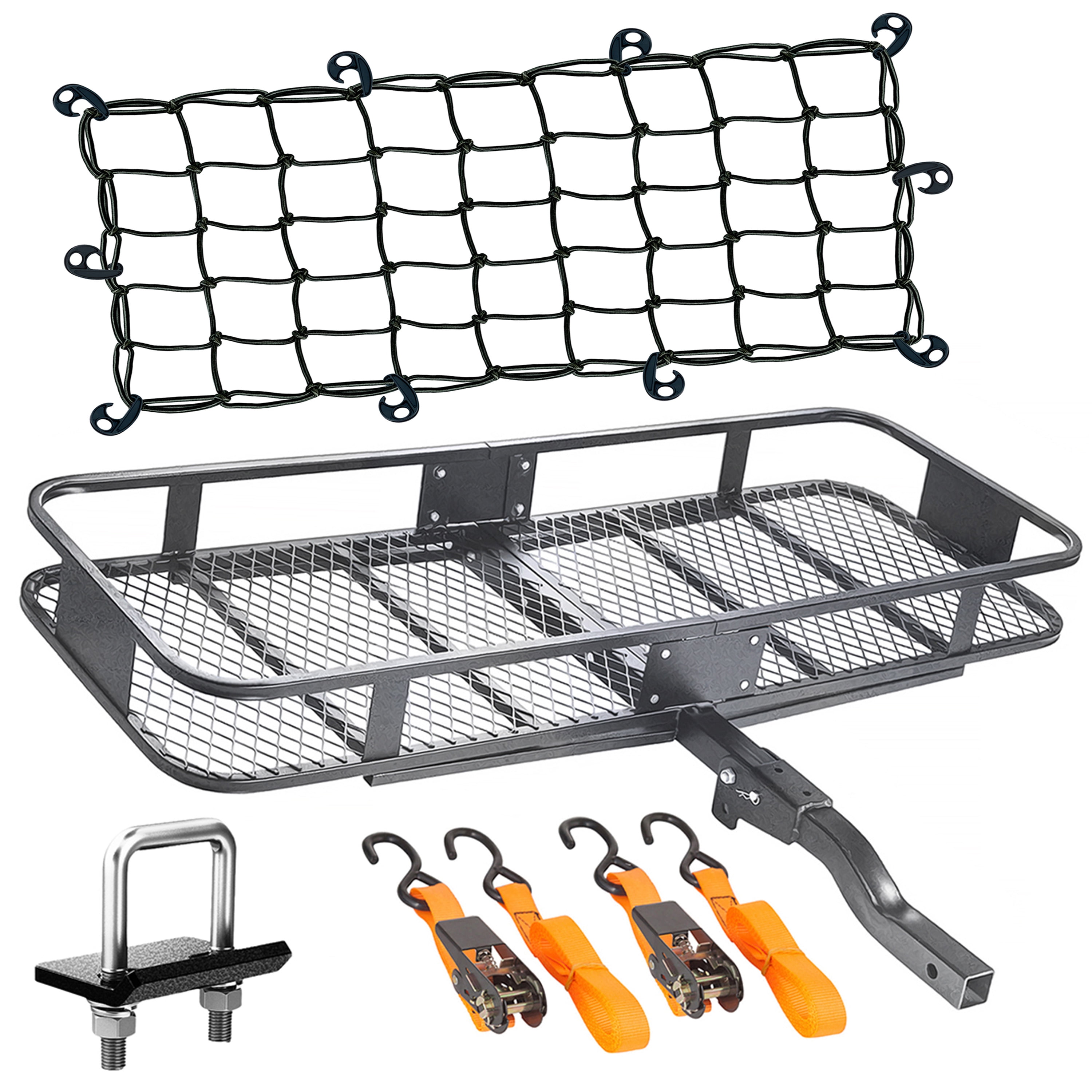 Mockins 60x20x6 Car Cargo Carrier Hitch Mount | 500 lbs Cap. Folding  Hitch Basket with 16 CF Cargo Bag