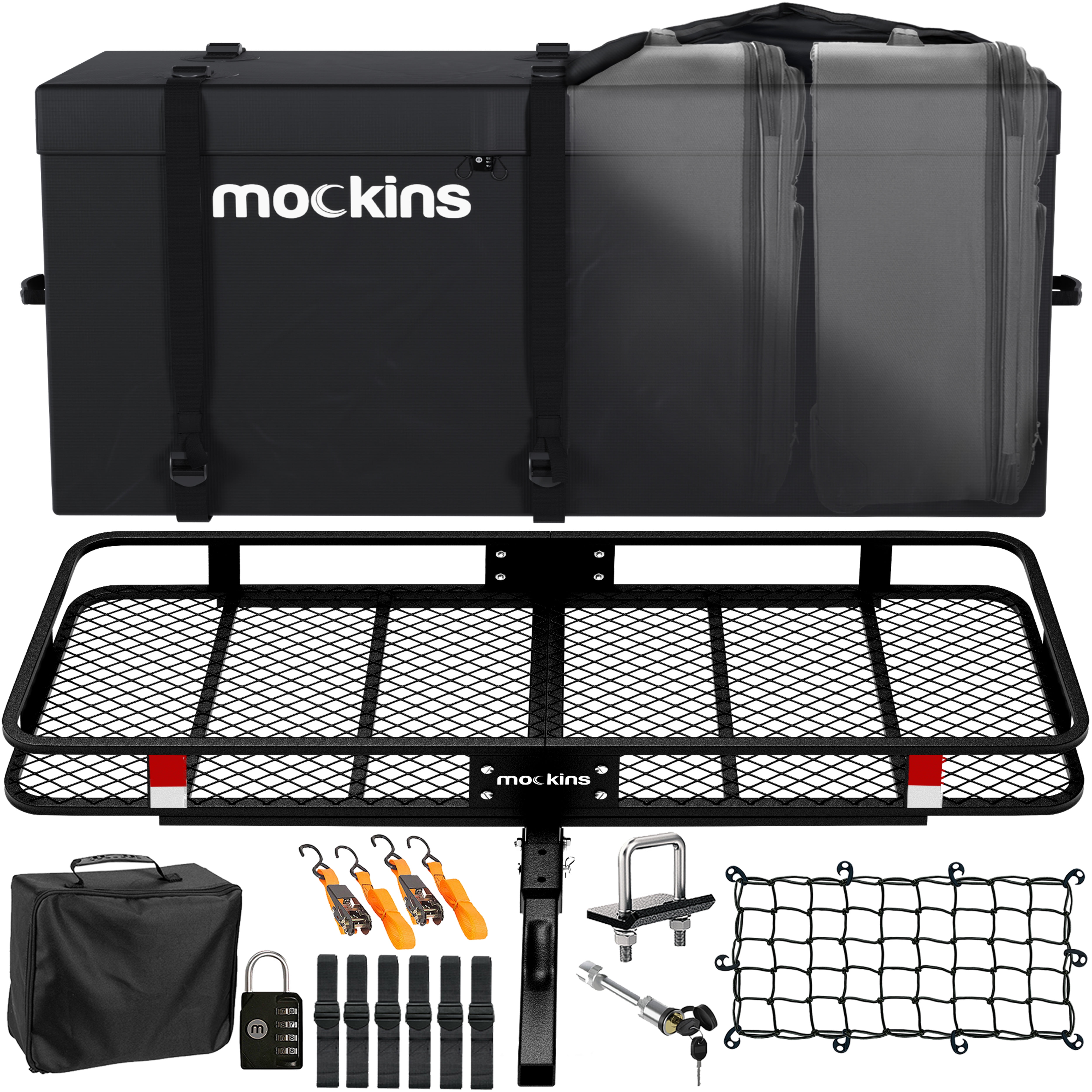 Mockins XL Trailer Hitch Cargo Carrier Hitch Mount 500 lbs. Hitch Basket  Capacity 60