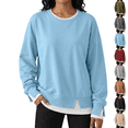 thumbnail image 1 of Mockneck Sweatshirt Nelozsy Women’s Oversized Sweatshirts Crewneck Pullover Long Sleeve Fall Tops Blue L, 1 of 7