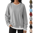 thumbnail image 1 of Mockneck Sweatshirt Nelozsy Women’s Oversized Sweatshirts Crewneck Pullover Long Sleeve Fall Tops Gray XXL, 1 of 7