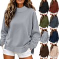 thumbnail image 1 of Mockneck Sweatshirt for Women Oversized Long Sleeve Casual Loose Fit Solid Color Fall Fashion Outfits, 1 of 9
