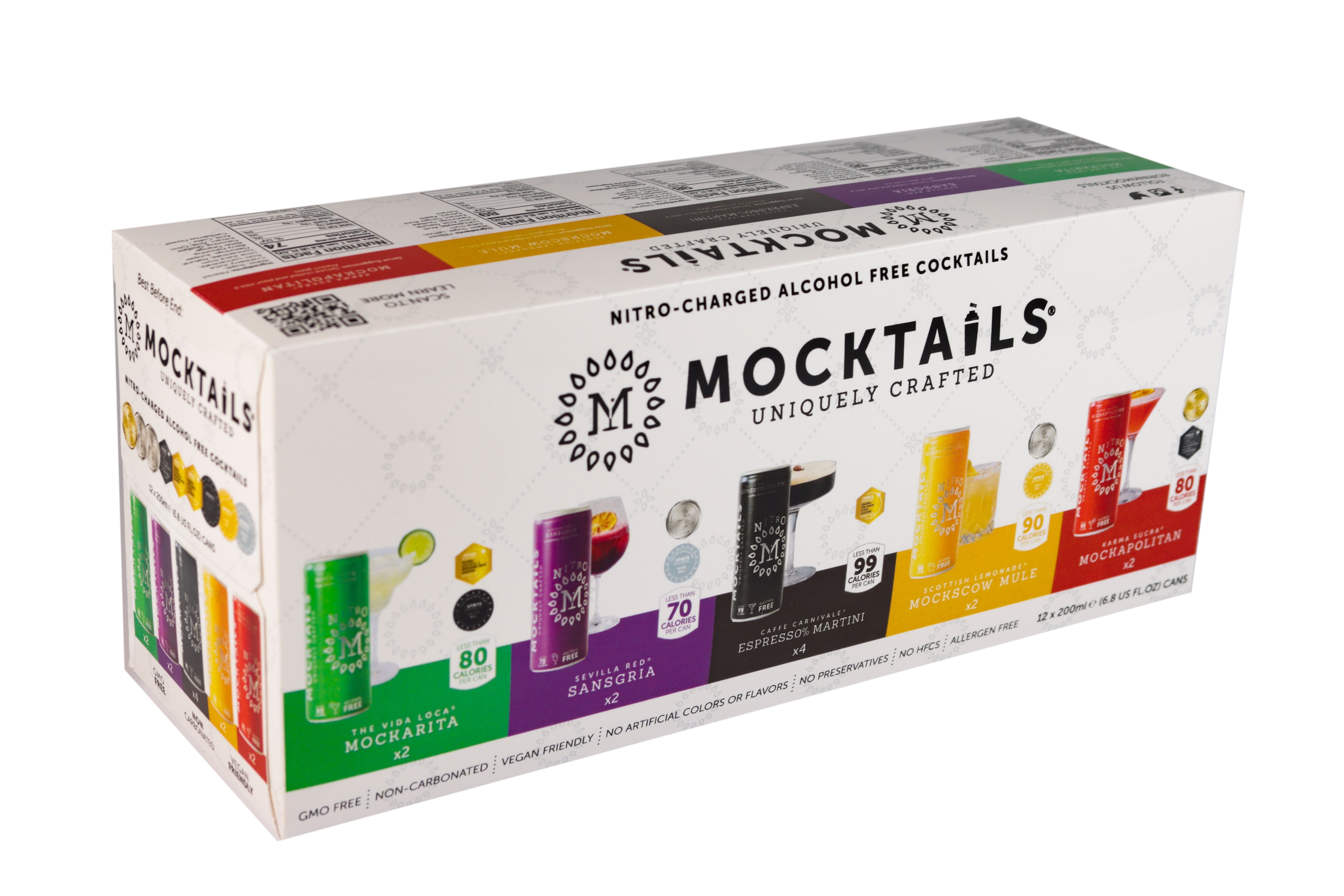 Mocktails Uniquely Crafted - Nitro Variety Pack, Non Alcoholic Cocktails, 6.8 oz, 12 Pack