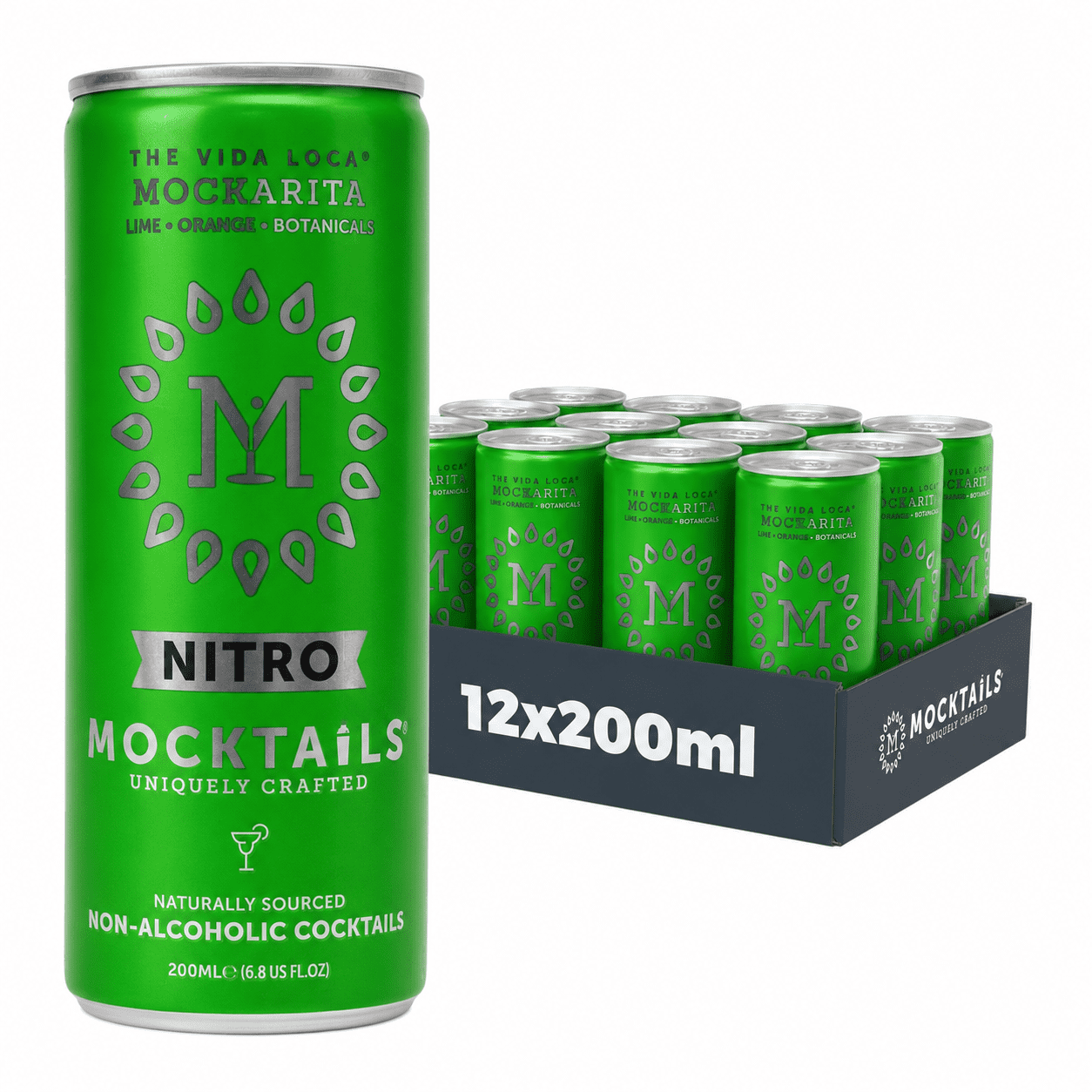 Mocktails Vida Loca Mockarita Margarita Lime Flavored Non-Alcoholic Nitro Cans, 12-Pack, 12-6.8 oz