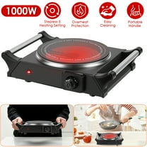 Moclever 1000W Electric Single Burner Portable Heating Hot Plate Stove Countertop RV Hotplate with 5 Temperature Stepless Adjustments Portable Handles
