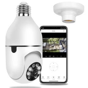 Moclever 1080P FHD 2.4G WiFi Camera, E27 Light Bulb Security Camera IP Pan Tilt Security Camera with 2-Way Audio Night Vision Motion Detection Function APP Control, White