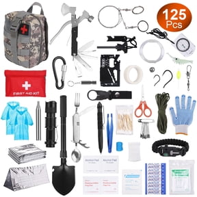 Moclever 125Pcs Survival Kits, 4.05LBS Outdoor Professional Emergency Survival Gear First Aid Kit
