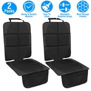 Moclever 2 Packs Car Seat Protector Cushion Mat with Thick Padding Non-slip Mesh Pockets for Child Baby Car Seat, Black