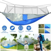 Moclever 2 Persons Camping Hammock, Nylon Swing Hanging Bed 600lbs Load with Mosquito Net, Gray Blue