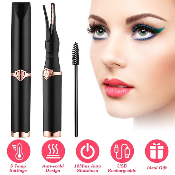Moclever 2 in 1 Clip Comb Heated Eyelash Curler Electric Mini Lash Curler with 3 Temp Settings 10Mins Shutdown, Standard
