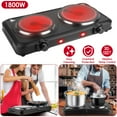 thumbnail image 1 of Moclever 1800W Electric Infrared Dual Burner, Electric Hot Plate Portable Countertop Burner with 7.5” & 6.3” Glass Cooktop Stepless, Black, 1 of 14