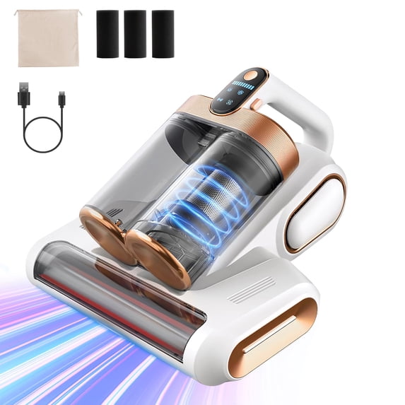 Moclever 200W Mattress Vacuum Cleaner 16Kpa Handheld Bed Vacuum Cleaner with Ultrasonic & UVC Light 18000 RPM Brushroll Rotation Dual Dust Bins Washable Filters