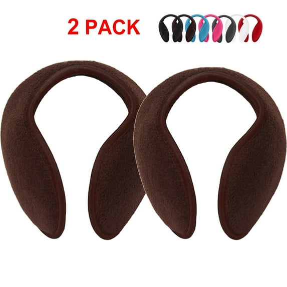 Moclever 2Pcs Ear Warmers, Unisex Winter Ear Muffs Behind The Head for Winter Running Walking, Brown