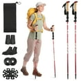 thumbnail image 1 of Moclever 2Pcs Walking Sticks 43-49in Adjustable Height, Aluminum Collapsible Hiking Poles with EVA Foam Grips for Hiking Mountain Climbing, Red, 1 of 13