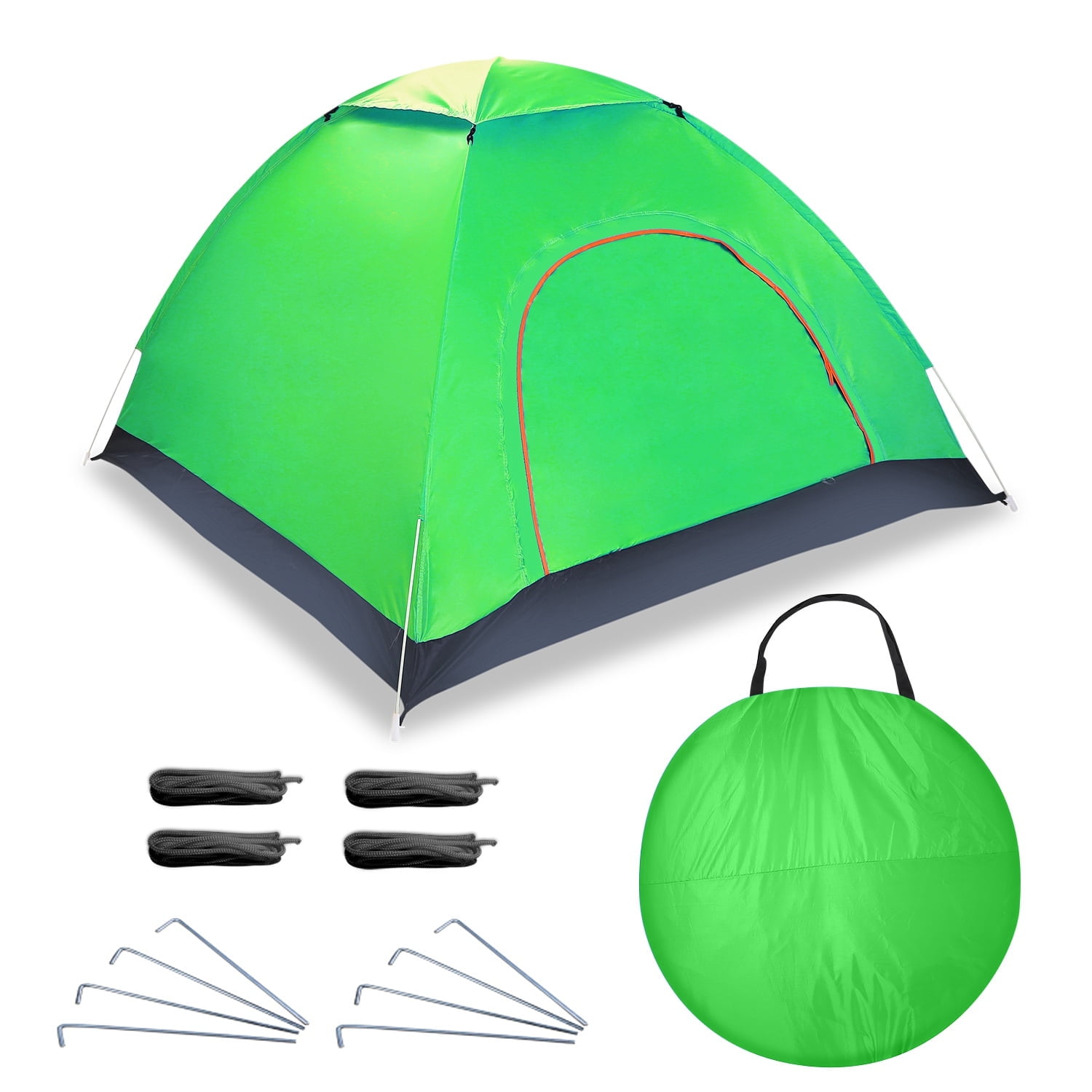 Moclever 3-4 Persons Pop up Tent 3.04lbs Camping Tent Outdoor Folding Waterproof Tent 6.56x6.56x4.26ft with 2 Mosquito Net Doors Carrying Bag for Hiking Climbing Fishing, Green