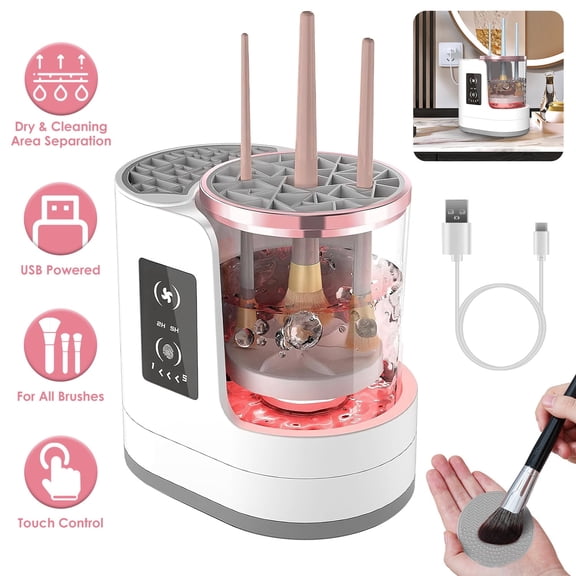 Moclever 3 in 1 Electric Makeup Brush Cleaner USB Powered Automatic Cleaning Drying Storage Machine with Digital Display Timer for All Brushes