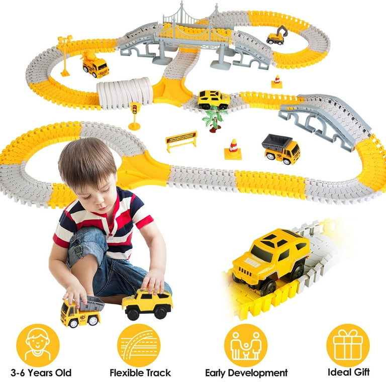 ☆NERDY☆ racing track top orange Moclever 340Pcs Race Track Set, Kids Construction Toys STEM