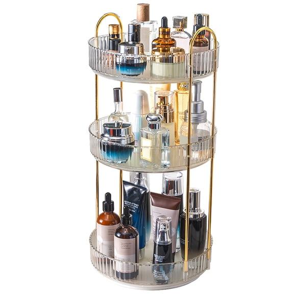 Moclever 360° Rotating Makeup Organizer 3 Tier Cosmetic Storage Tray 55LBS Bathroom Countertop Organizer, White