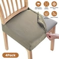 thumbnail image 1 of Moclever 4-Pack Waterproof Jacquard Dining Chair Slipcovers, Stretchable Washable Seat Protectors for Armless Chairs, Taupe, 1 of 13
