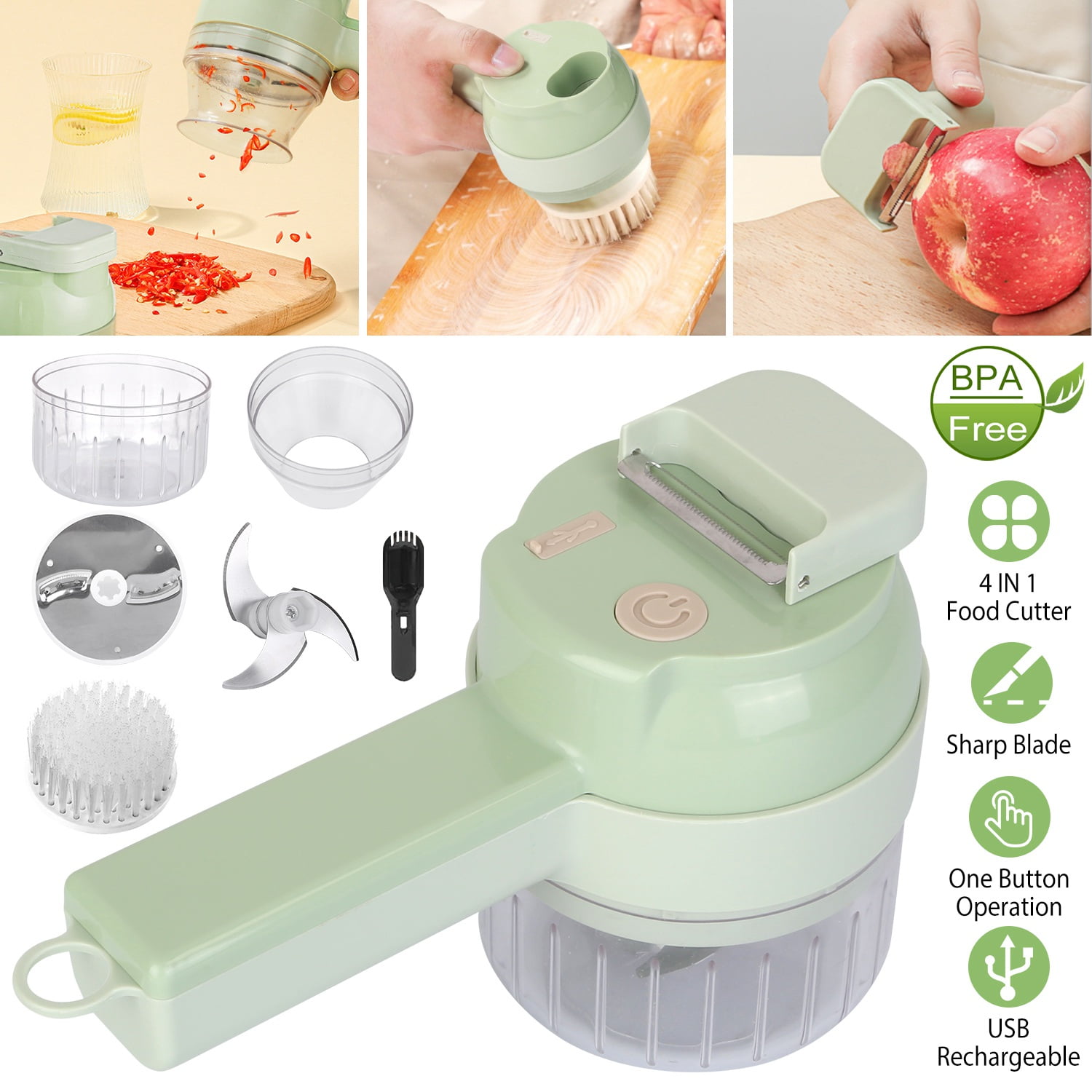 Mini Chopper Handheld Moclever 4 in 1 Handheld Electric Vegetable Cutter, Mini Food Fruit ...