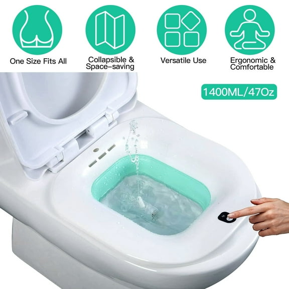 Moclever 47oz Foldable Electric Sitz Bath, over The Toilet Sitz Bath for Pregnant Postpartum Hemorrhoid Elderly Care, White