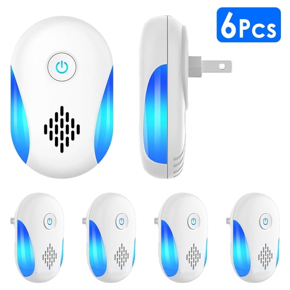 Moclever 6Pcs Ultrasonic Pest Repellers Electric Plug-in Indoor Pest Control Mouse Repellent with 2 Modes for Rats, Flies, Ants, Bats