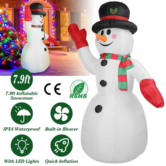 Moclever 7.9ft Christmas Inflatable Snowman IPX4 Waterproof Light up Snowman Decoration, White