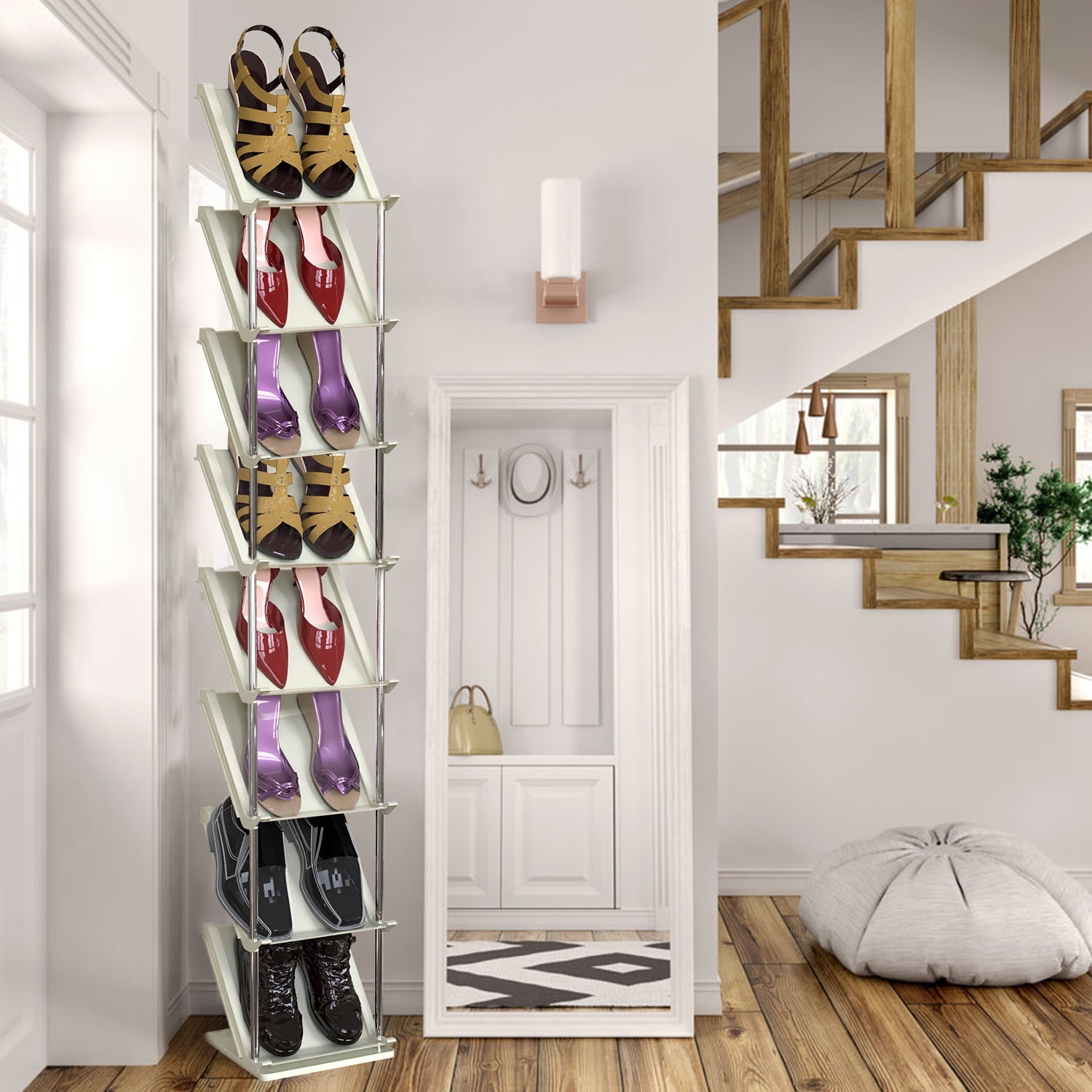 Shoe Rack Elevated Moclever 8 Tier Vertical Shoe Rack for Entryway, Narrow Free Standing ...