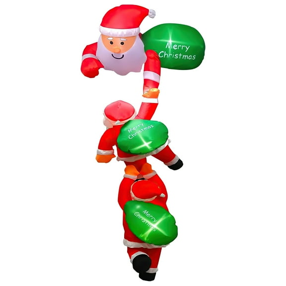 Moclever 8ft Climbing Inflatable Santa Claus with Light, Hanging Blow Up Christmas Christmas Decorations with 3 Santa Claus 3 Merry Christmas Boards