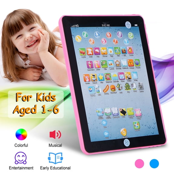 Moclever Learning Tablet Mini Toys Touch Learn Tablet for ABC Numbers Words Christmas Gift, Pink