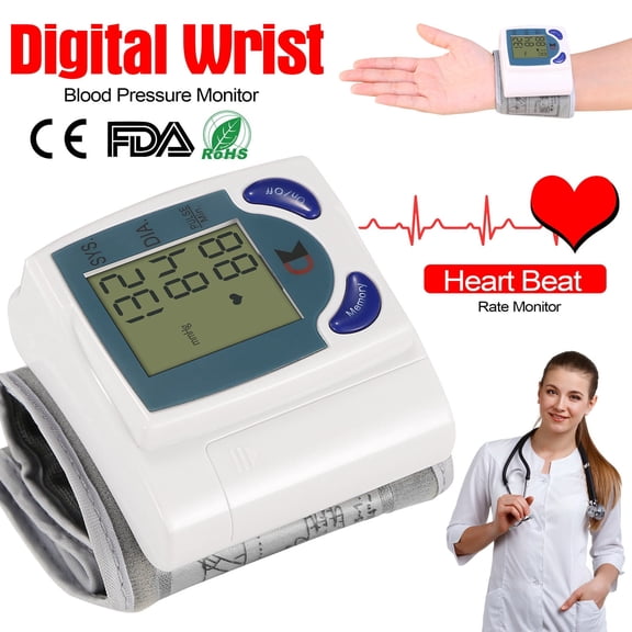 Moclever Blood Pressure Monitor, Wrist Digital Blood Pressure Cuff with 60 Reading Memory 1.8in LCD Screen, White