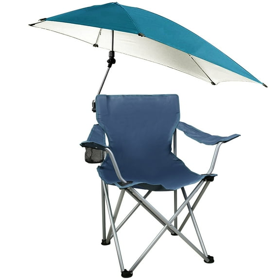 Moclever Canopy Beach Chair Folding Camping Chair with Cup Holder and Detachable Umbrella, Blue