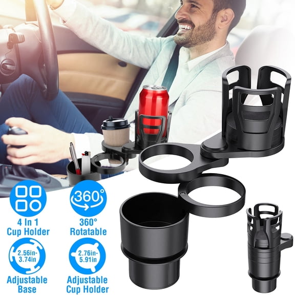 Moclever Car Cup Mount Stand 4 in 1 Car Cup Holder Multifunctional Car Water Cup Holder 360° Rotating Car Drinks Holder