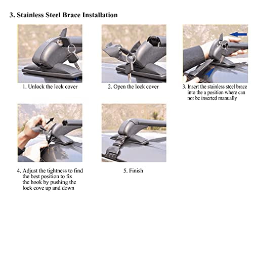 Moclever Car Roof Rack Cross Bar with Anti-Theft Lock Adjustable Window ...