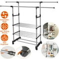 thumbnail image 1 of Moclever Clothing Hanging Rack Stainless Steel Clothes Rack on Wheels Hold up to 77LBS, Silver, 1 of 10