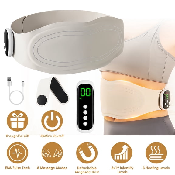 Moclever Cordless Heating Pad, EMS Lower Back Massager Heating Pad with Remote Magnetic Host 8 Modes 19 Intensity Levels 3 Heating Levels for Back Belly Waist