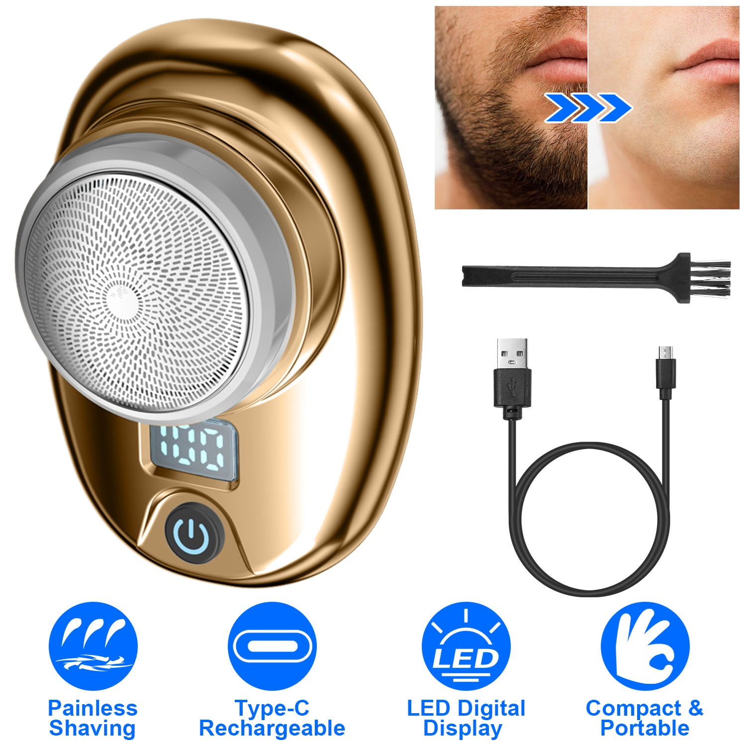 Moclever Electric Beard Trimmer for Men, Type-C Rechargeable Portable ...