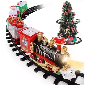 Moclever Electric Train Set Kids Toy, Battery Operated Xmas Tree Surround Track Steam Train Kit with Sound Light Christmas Gift for 3+ Boys Girls