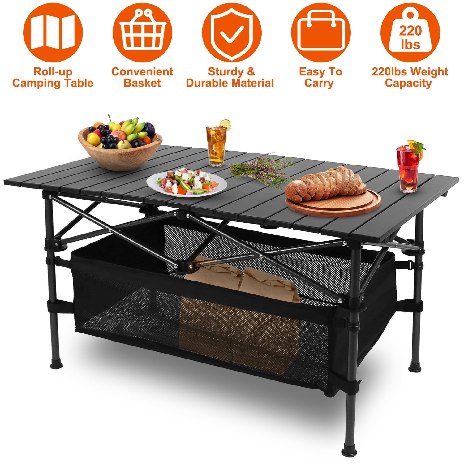 Moclever Folding Camping Table Aluminum Portable Roll up Picnic Table Moclever Folding Camping Table Aluminum Portable Roll up Picnic Table