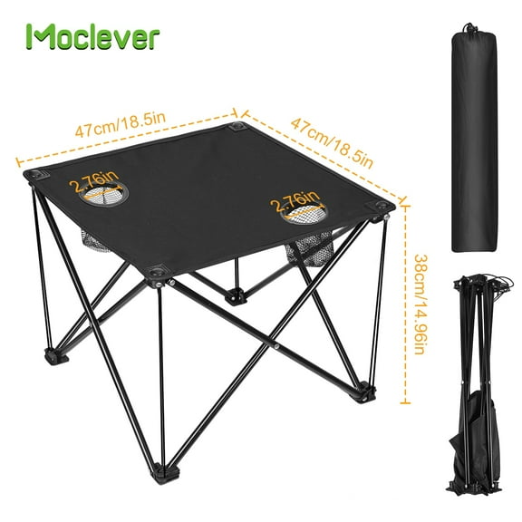 Moclever Folding Camping Table Portable Outdoor Picnic Table with Cup Holder Carrying Bag, 18.5in