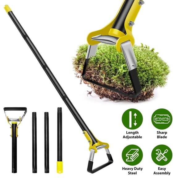 Moclever Garden Hoe, 60in Adjustable Stainless Steel Weeding Rake for Weeding Loosening Soil, Black