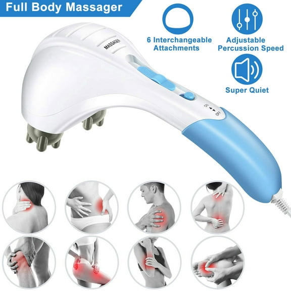 Moclever Handheld Electric Massager Full Body Percussion Massager Double Head Vibrating Massage Body Relax, White