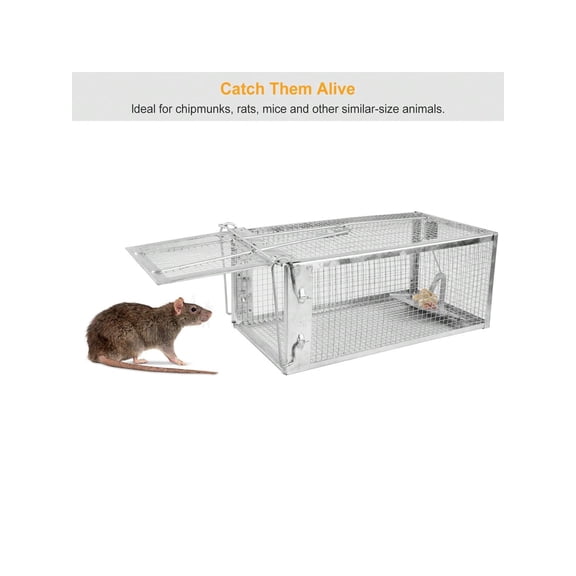 **Moclever Humane Live Rat Trap Cage, Galvanized Iron High Sensitivity Catch & Release Rodent Trap with Detachable U-Shaped Rod, 1 Pack** >