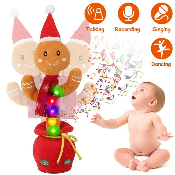 Moclever Kid Electric Dance Toy Christmas Elk Snowman Senior Penguin Plush Toy for Interactive Sing Song Whirling Mimicking Recording