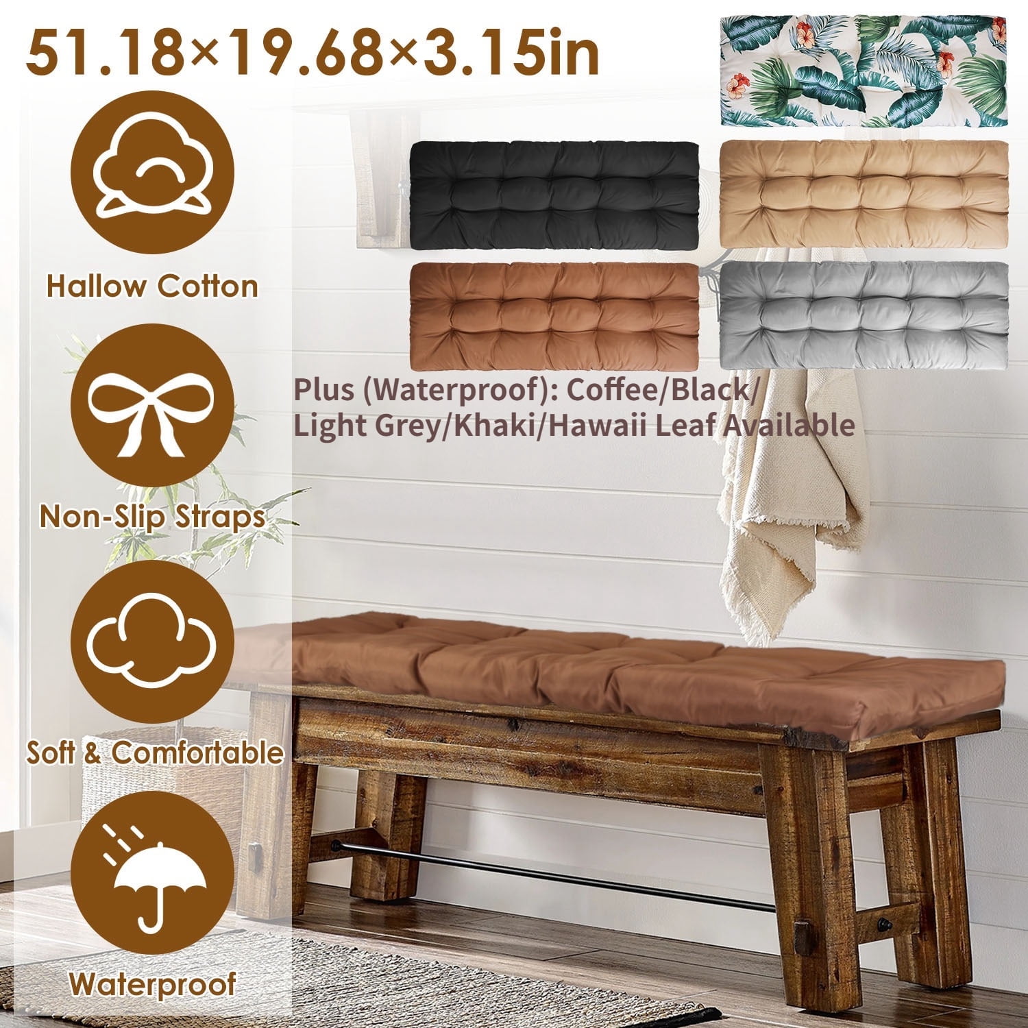 Photo inspiration: Fresh Look at Moclever Outdoor Bench Cushion 51X20 Furniture Non Slip Waterproof