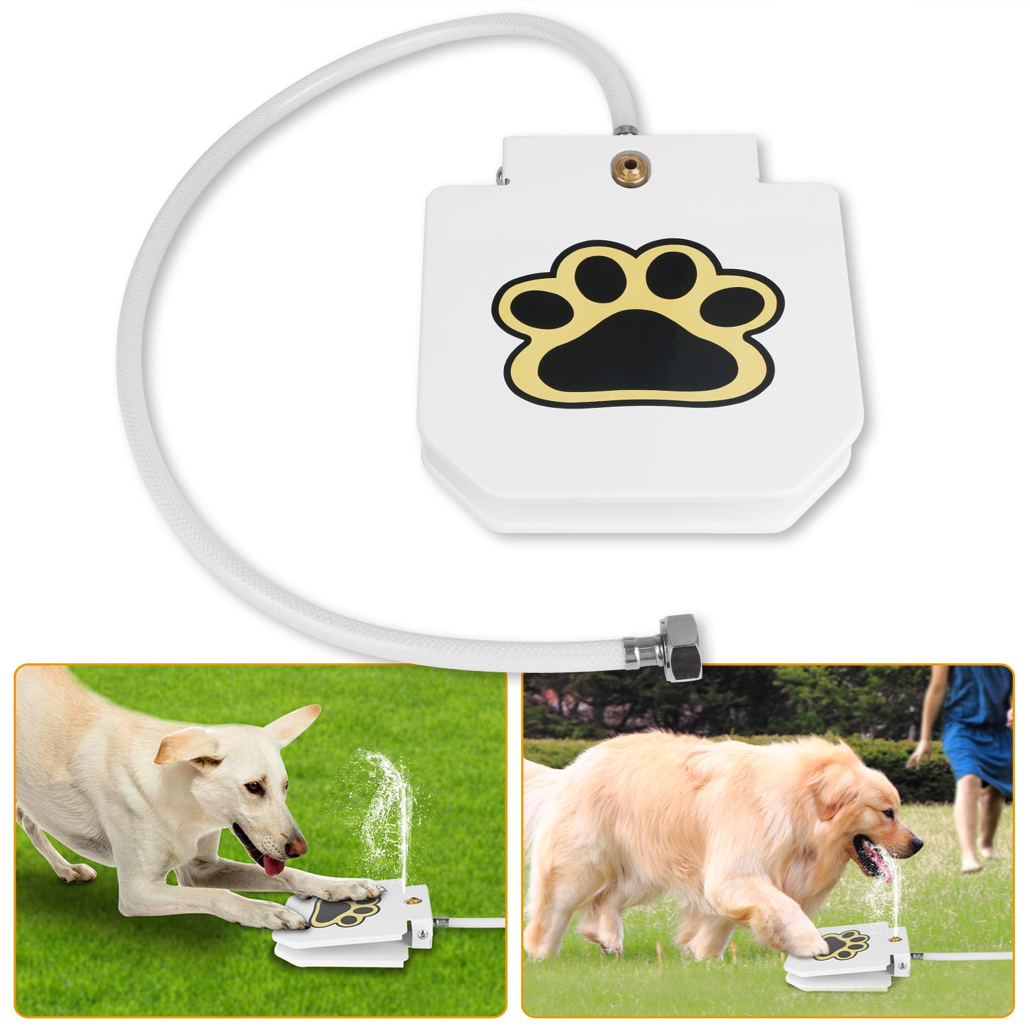 Moclever Outdoor Dog Fountain, Paw Activated Step on Pedal Fountain for