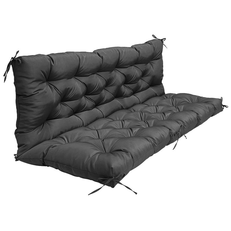 Moclever Porch Swing Cushion 59x43.3x3.9in Replacement Outdoor Swing Cushions 2 3 Seater Chair Mat Waterproof with Backrest 8 Tie Straps for Patio Furniture Black Walmart