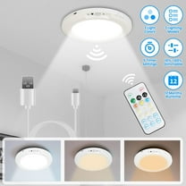 Moclever Rechargeable Motion Sensor Ceiling Light Wireless Ceiling Light with Timer Remote Stepless Dimmable for Closet Stairs Garage Bathroom