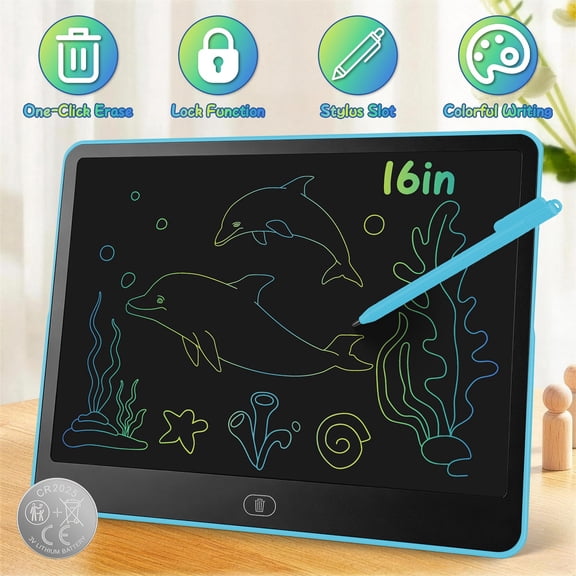 Moclever Reusable LCD Writing Tablet for Kids, One-Touch Erase Doodle Board with Stylus & Lock Function, Drawing Pad for Boys Girls
