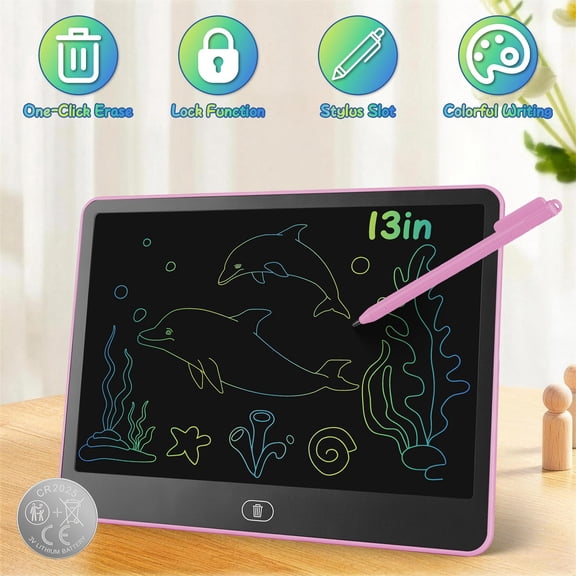 Moclever Reusable LCD Writing Tablet for Kids, One-Touch Erase Doodle Board with Stylus & Lock Function, Drawing Pad for Boys Girls