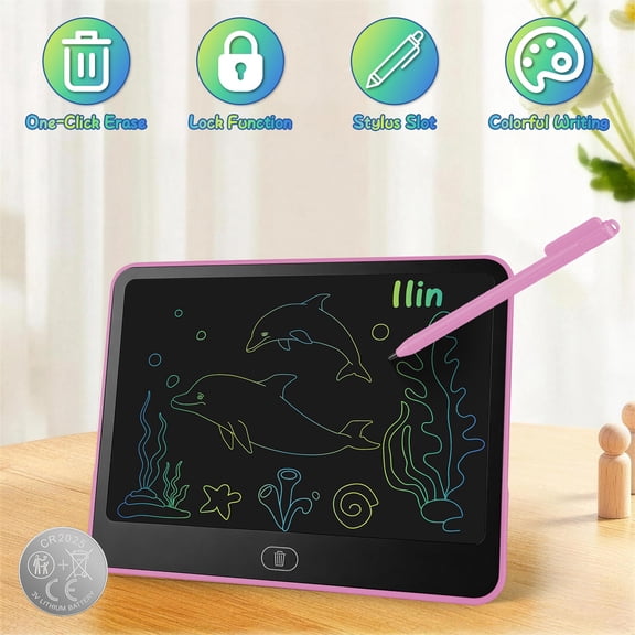 Moclever Reusable LCD Writing Tablet for Kids, One-Touch Erase Doodle Board with Stylus & Lock Function, Drawing Pad for Boys Girls